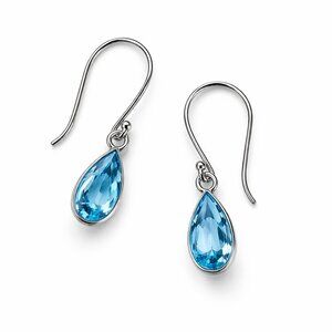 Swiss Blue Topaz Sterling Silver Earrings • 2.32ctw